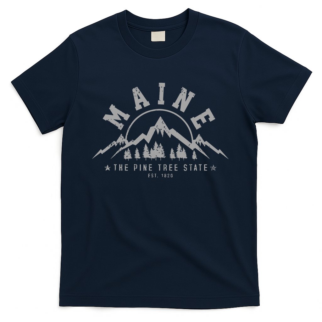 Maine The Pine Tree State Est 1820 Vintage Mountains Gift T-Shirt