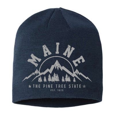 Maine The Pine Tree State Est 1820 Vintage Mountains Gift Sustainable Beanie