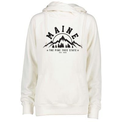 Maine The Pine Tree State Est 1820 Vintage Mountains Gift Womens Funnel Neck Pullover Hood