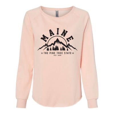 Maine The Pine Tree State Est 1820 Vintage Mountains Gift Womens California Wash Sweatshirt