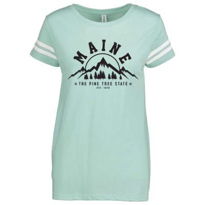 Maine The Pine Tree State Est 1820 Vintage Mountains Gift Enza Ladies Jersey Football T-Shirt