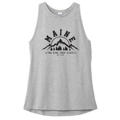 Maine The Pine Tree State Est 1820 Vintage Mountains Gift Ladies PosiCharge Tri-Blend Wicking Tank