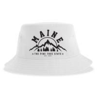 Maine The Pine Tree State Est 1820 Vintage Mountains Gift Sustainable Bucket Hat