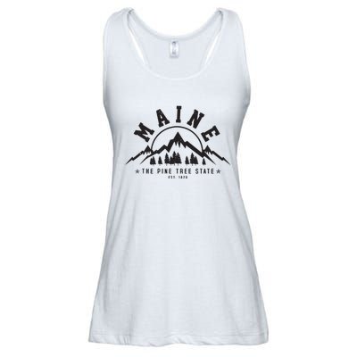 Maine The Pine Tree State Est 1820 Vintage Mountains Gift Ladies Essential Flowy Tank