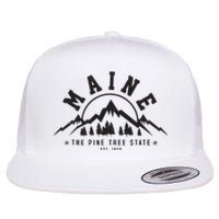 Maine The Pine Tree State Est 1820 Vintage Mountains Gift Flat Bill Trucker Hat