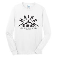 Maine The Pine Tree State Est 1820 Vintage Mountains Gift Tall Long Sleeve T-Shirt