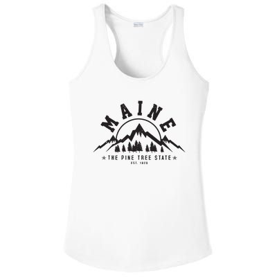 Maine The Pine Tree State Est 1820 Vintage Mountains Gift Ladies PosiCharge Competitor Racerback Tank