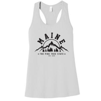 Maine The Pine Tree State Est 1820 Vintage Mountains Gift Women's Racerback Tank