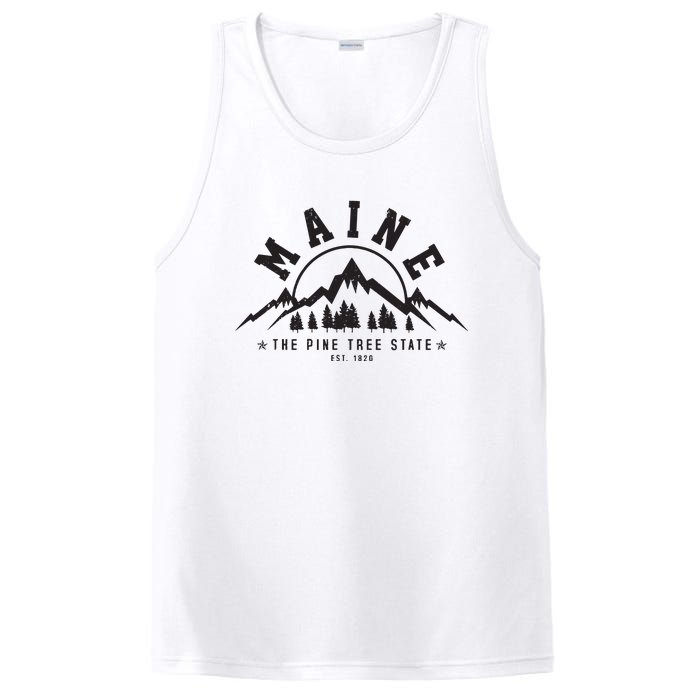 Maine The Pine Tree State Est 1820 Vintage Mountains Gift PosiCharge Competitor Tank