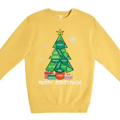 Math Teacher Polygon Christmas Tree Geometry Merry Christmas Premium Crewneck Sweatshirt