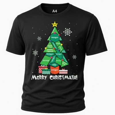 Math Teacher Polygon Christmas Tree Geometry Merry Christmas Cooling Performance Crew T-Shirt