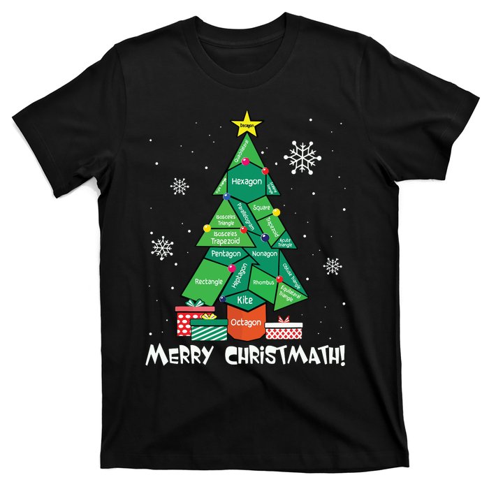 Math Teacher Polygon Christmas Tree Geometry Merry Christmas T-Shirt