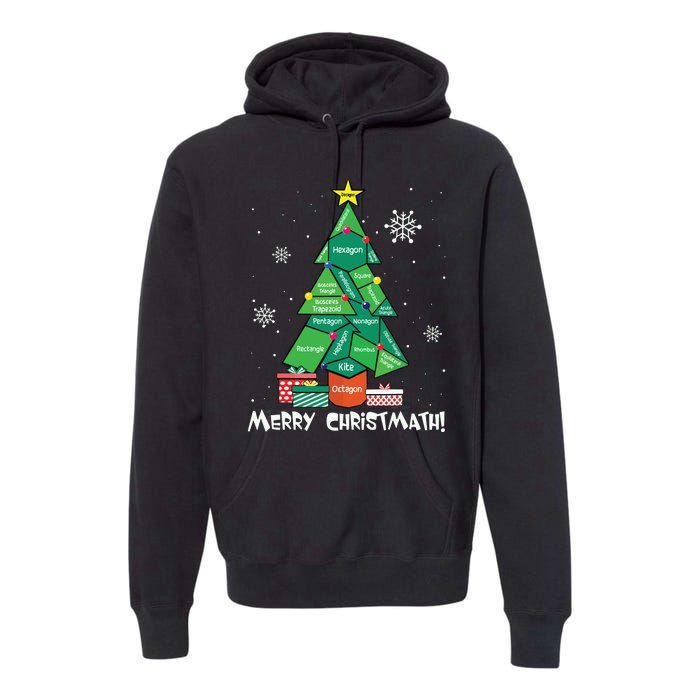 Math Teacher Polygon Christmas Tree Geometry Merry Christmas Premium Hoodie