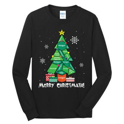 Math Teacher Polygon Christmas Tree Geometry Merry Christmas Tall Long Sleeve T-Shirt