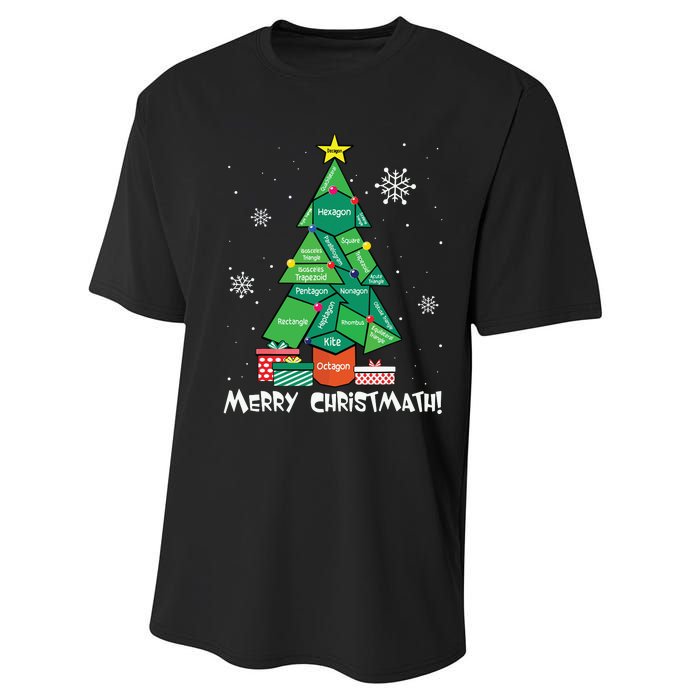 Math Teacher Polygon Christmas Tree Geometry Merry Christmas Performance Sprint T-Shirt