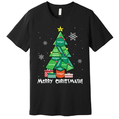 Math Teacher Polygon Christmas Tree Geometry Merry Christmas Premium T-Shirt