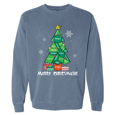 Math Teacher Polygon Christmas Tree Geometry Merry Christmas Garment-Dyed Sweatshirt