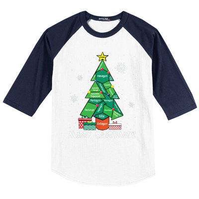 Math Teacher Polygon Christmas Tree Geometry Merry Christmas Baseball Sleeve Shirt