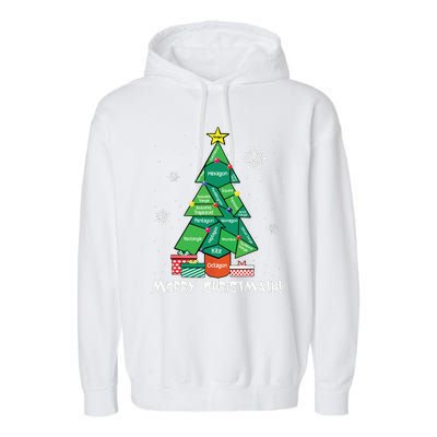 Math Teacher Polygon Christmas Tree Geometry Merry Christmas Garment-Dyed Fleece Hoodie