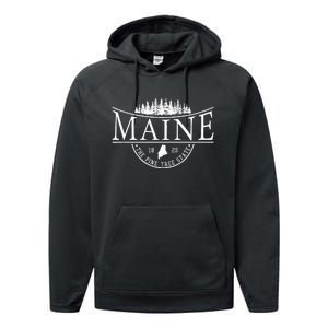 Maine The Pine Tree State Performance Fleece Hoodie