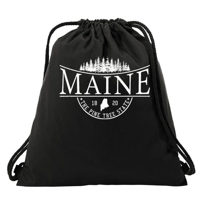 Maine The Pine Tree State Drawstring Bag