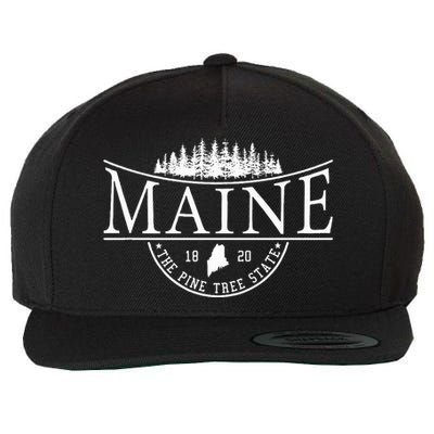 Maine The Pine Tree State Wool Snapback Cap