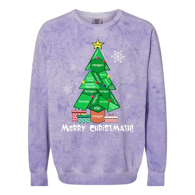 Math Teacher Polygon Christmas Tree Geometry Merry Christmas Colorblast Crewneck Sweatshirt