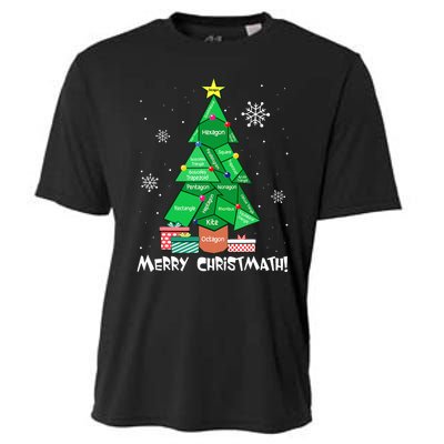 Math Teacher Polygon Christmas Tree Geometry Merry Christmas Cooling Performance Crew T-Shirt