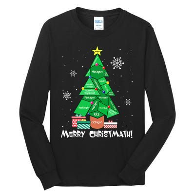 Math Teacher Polygon Christmas Tree Geometry Merry Christmas Tall Long Sleeve T-Shirt