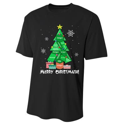 Math Teacher Polygon Christmas Tree Geometry Merry Christmas Performance Sprint T-Shirt