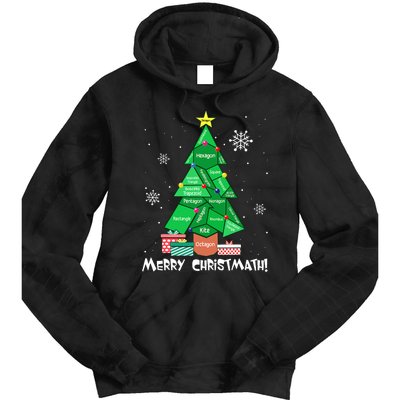 Math Teacher Polygon Christmas Tree Geometry Merry Christmas Tie Dye Hoodie