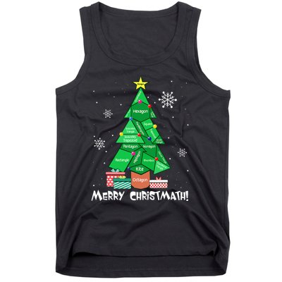 Math Teacher Polygon Christmas Tree Geometry Merry Christmas Tank Top