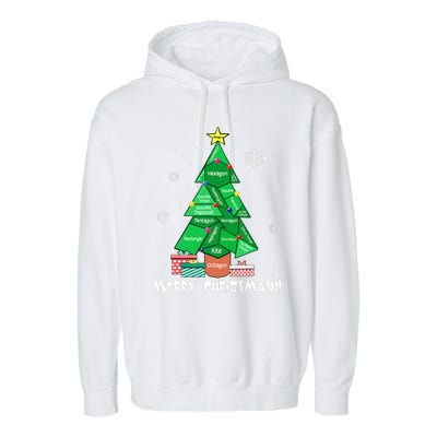 Math Teacher Polygon Christmas Tree Geometry Merry Christmas Garment-Dyed Fleece Hoodie