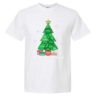 Math Teacher Polygon Christmas Tree Geometry Merry Christmas Garment-Dyed Heavyweight T-Shirt