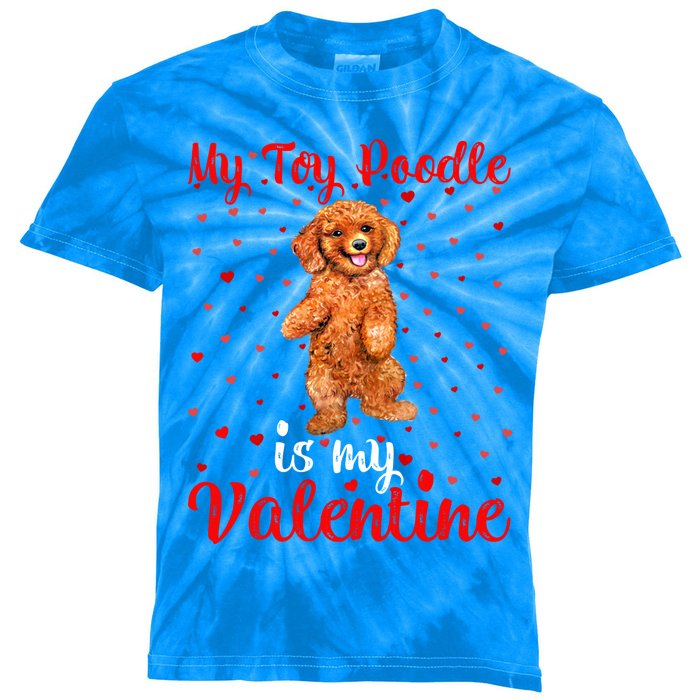 My Toy Poodle Is My Valentine Heart Toy Poodle Dog Valentine Gift Kids Tie-Dye T-Shirt