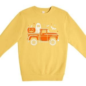 Monster Truck Pumpkin Ghost Halloween Gift Premium Crewneck Sweatshirt