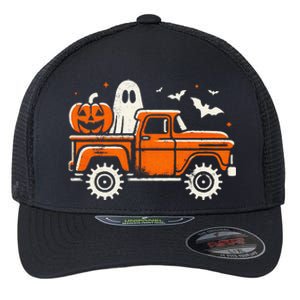 Monster Truck Pumpkin Ghost Halloween Gift Flexfit Unipanel Trucker Cap