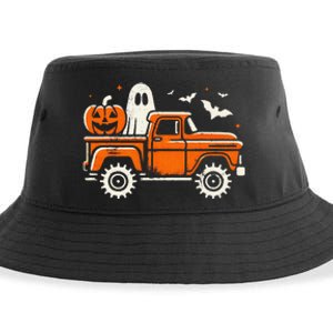 Monster Truck Pumpkin Ghost Halloween Gift Sustainable Bucket Hat