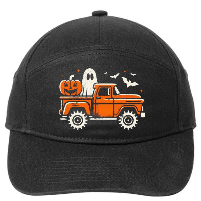 Monster Truck Pumpkin Ghost Halloween Gift 7-Panel Snapback Hat