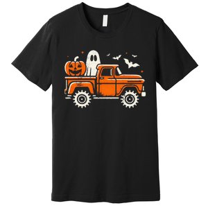 Monster Truck Pumpkin Ghost Halloween Gift Premium T-Shirt