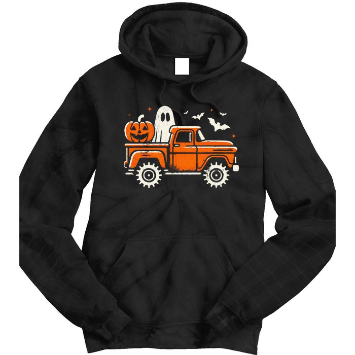 Monster Truck Pumpkin Ghost Halloween Gift Tie Dye Hoodie