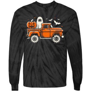 Monster Truck Pumpkin Ghost Halloween Gift Tie-Dye Long Sleeve Shirt