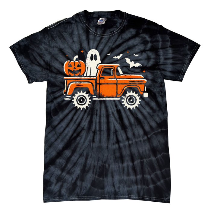 Monster Truck Pumpkin Ghost Halloween Gift Tie-Dye T-Shirt