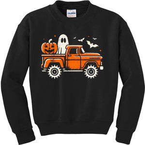 Monster Truck Pumpkin Ghost Halloween Gift Kids Sweatshirt