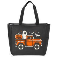 Monster Truck Pumpkin Ghost Halloween Gift Zip Tote Bag