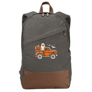 Monster Truck Pumpkin Ghost Halloween Gift Cotton Canvas Backpack