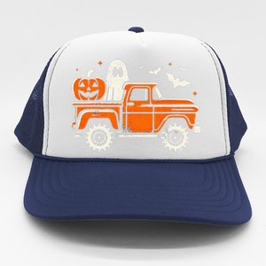 Monster Truck Pumpkin Ghost Halloween Gift Trucker Hat