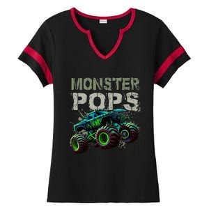 Monster Truck Pops Family Matching Monster Truck Lovers Ladies Halftime Notch Neck Tee