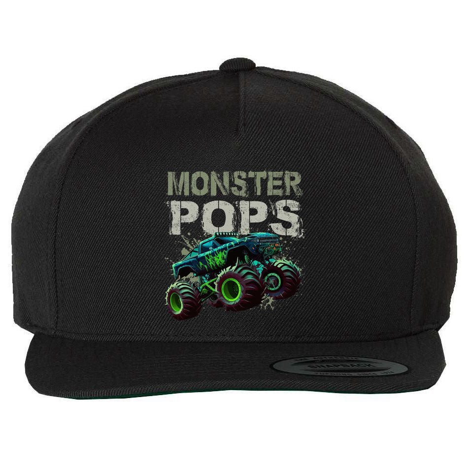 Monster Truck Pops Family Matching Monster Truck Lovers Wool Snapback Cap
