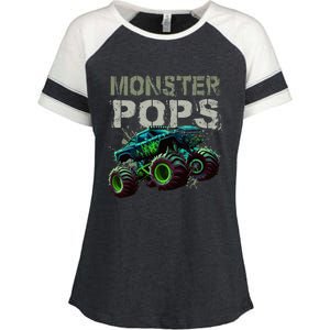 Monster Truck Pops Family Matching Monster Truck Lovers Enza Ladies Jersey Colorblock Tee